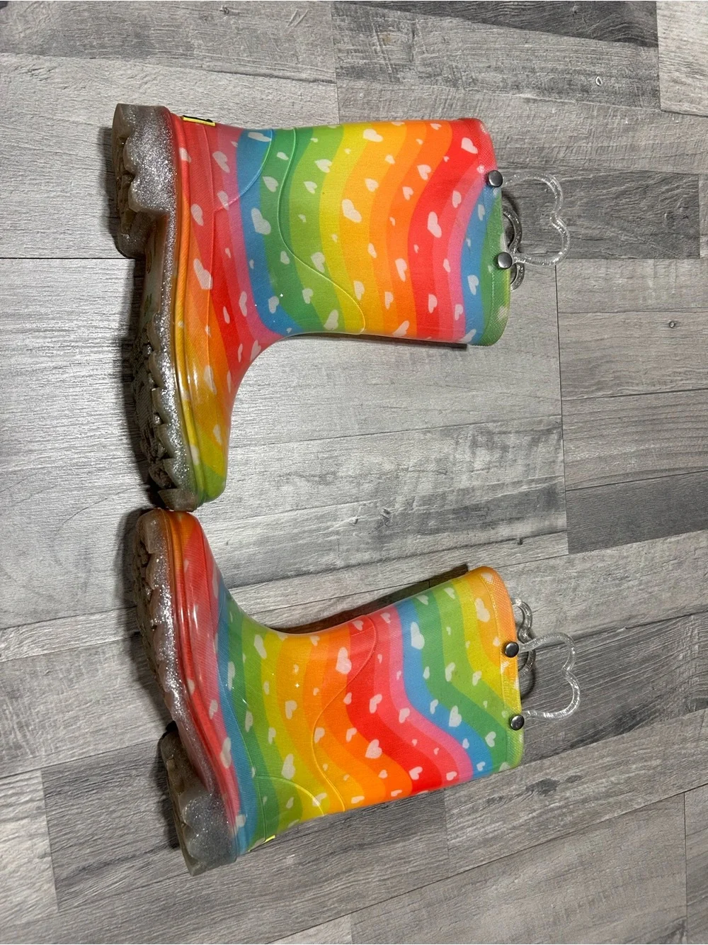 Western Chief Girls Rainbow Heart Rain Boots 11